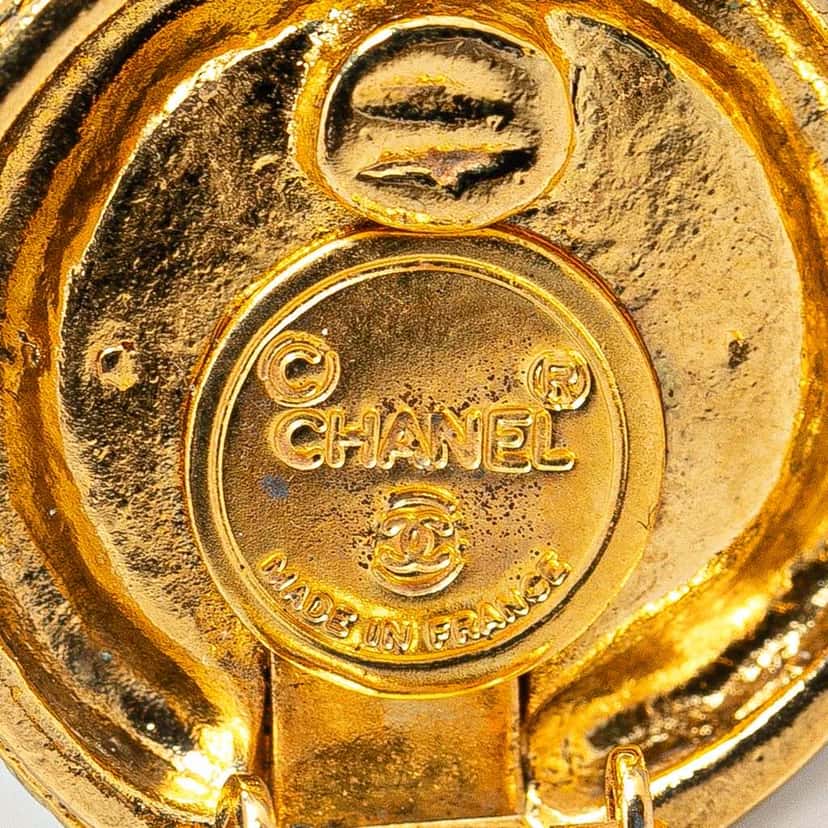 Chanel Gold Plated CC Clip On Earrings Gold Metal Good condition - Inside View