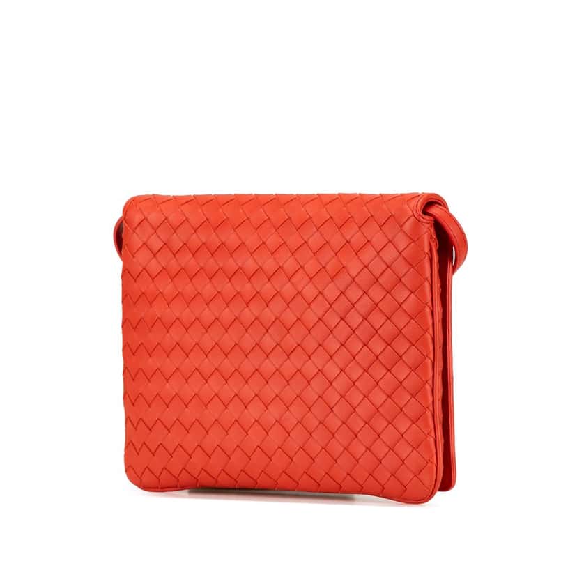 Bottega Veneta Nappa Intrecciato Flap Crossbody Orange Leather Good condition - Back View