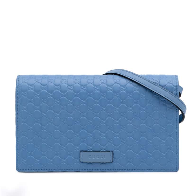 Gucci Microguccissima Wallet on Strap Blue Leather Good condition - Front View