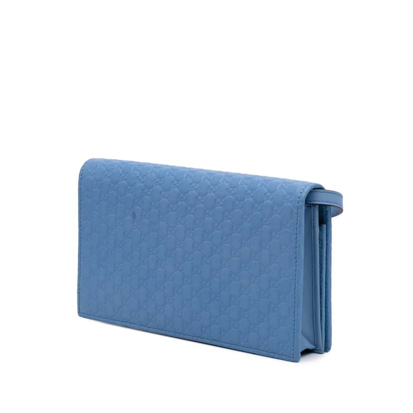 Gucci Microguccissima Wallet on Strap Blue Leather Good condition - Back View