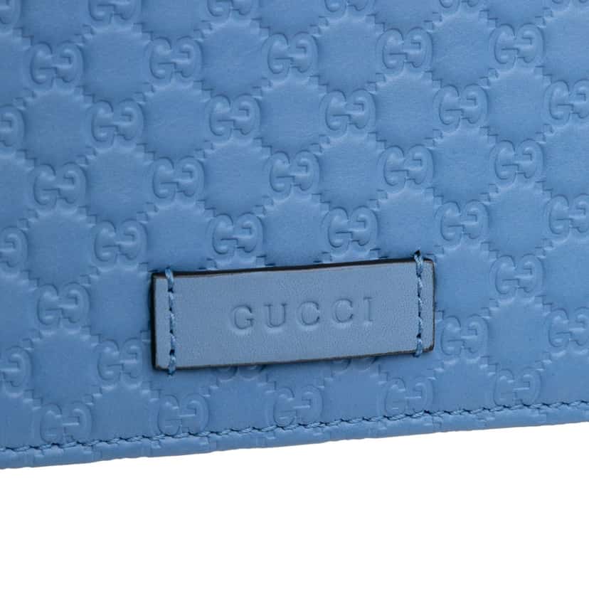 Gucci Microguccissima Wallet on Strap Blue Leather Good condition - Box View