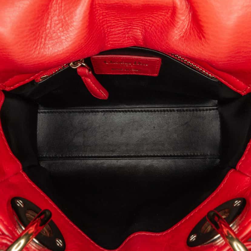 Dior Mini Calfskin Sequin Embellished Lady Dior Red Leather Good condition - Box View
