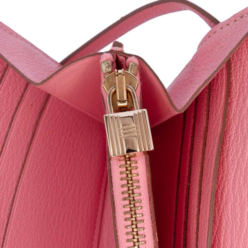 Hermès Chevre Mysore Kelly Longue Wallet Pink Leather Good condition - Box View