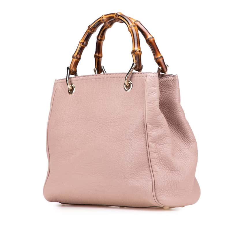 Gucci Small Calfskin Bamboo Shopper Satchel Pink Leather Very good condition - Back View