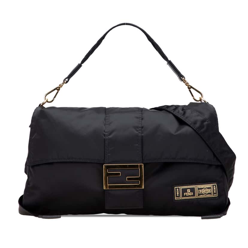 Fendi Porter Nylon Baguette Satchel Black Good condition - Front View