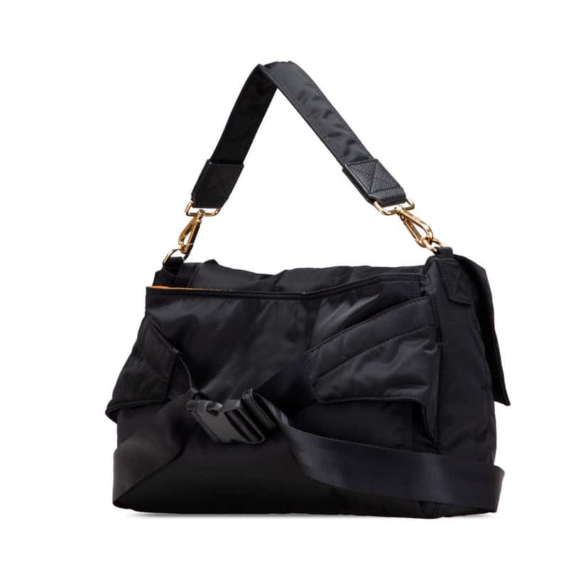 Fendi Porter Nylon Baguette Satchel Black Good condition - Back View