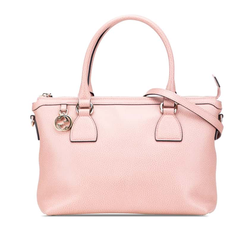 Gucci Dollar Calfskin GG Charm Satchel Pink Leather Good condition - Front View
