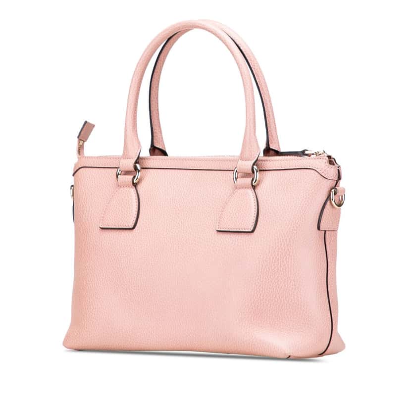 Gucci Dollar Calfskin GG Charm Satchel Pink Leather Good condition - Back View