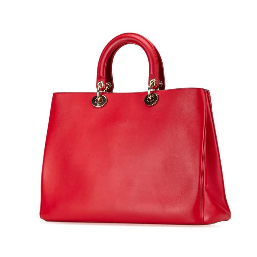 Dior Large Diorissimo Satchel Red Leather Fair condition - Back View