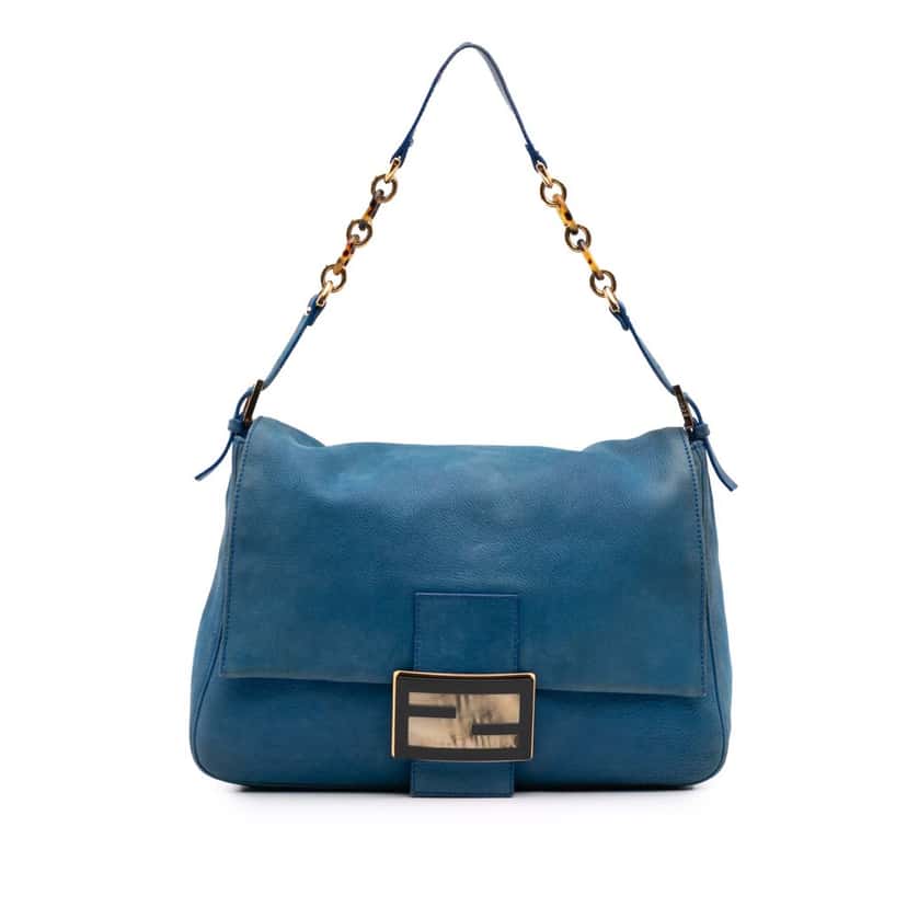 Fendi Large Leather Chain Mamma Forever Blue Leather Good condition - Front View