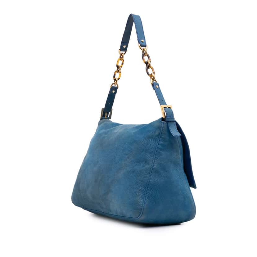 Fendi Large Leather Chain Mamma Forever Blue Leather Good condition - Back View