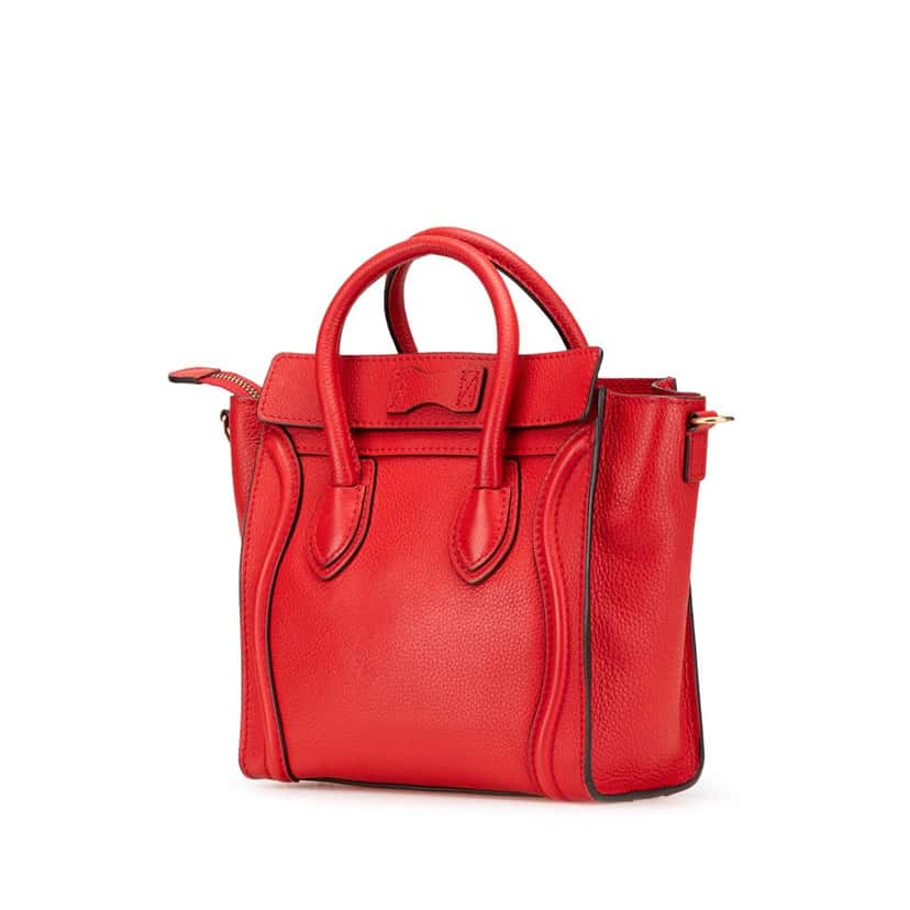 Celine Nano Leather Luggage Tote Red Leather Very good condition - Back View