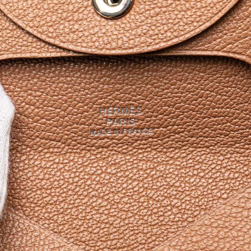 Hermès Chevre Mysore Bastia Coin Pouch Brown Leather Good condition - Box View