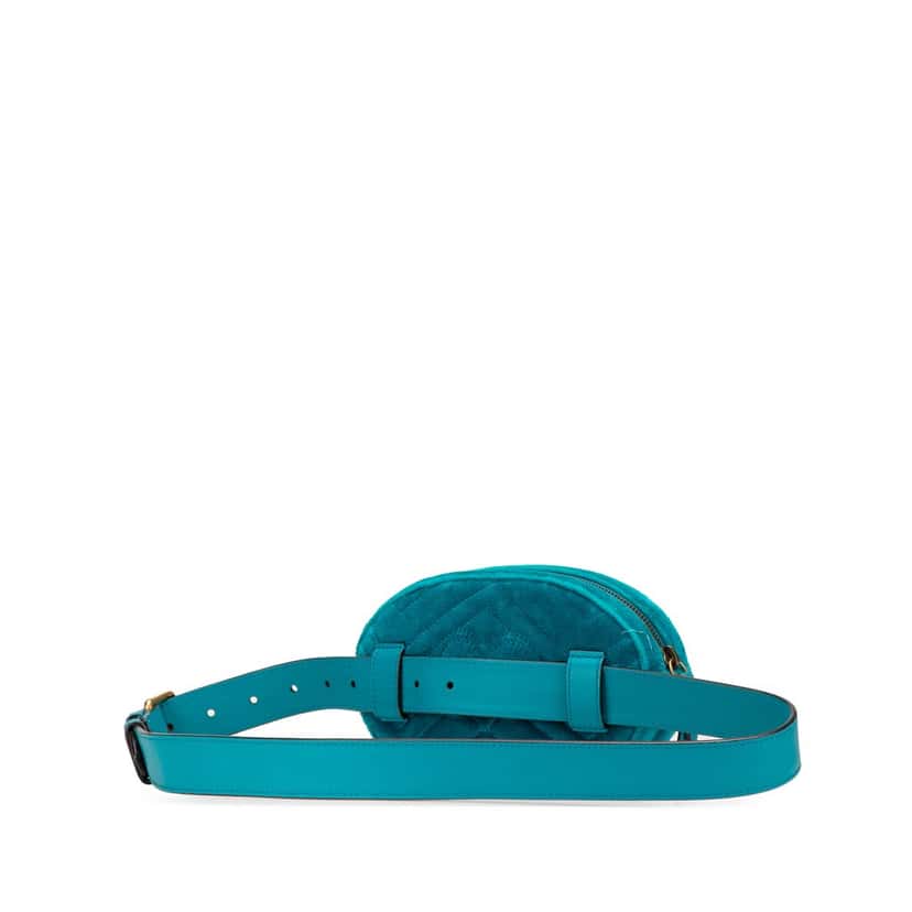 Gucci GG Marmont Velvet Matelasse Belt Bag Blue Velvet Good condition - Back View