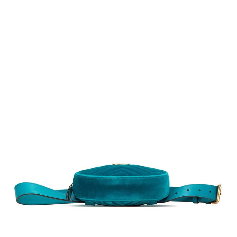 Gucci GG Marmont Velvet Matelasse Belt Bag Blue Velvet Good condition - Inside View