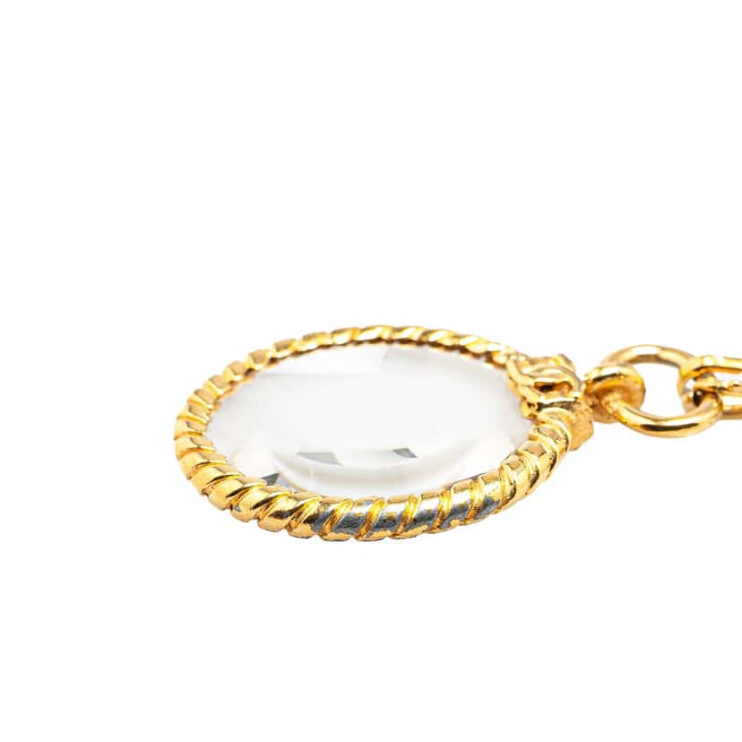 Chanel Gold Plated Double Chain Loupe Magnifying Glass Pendant Necklace Gold Metal Good condition - Back View