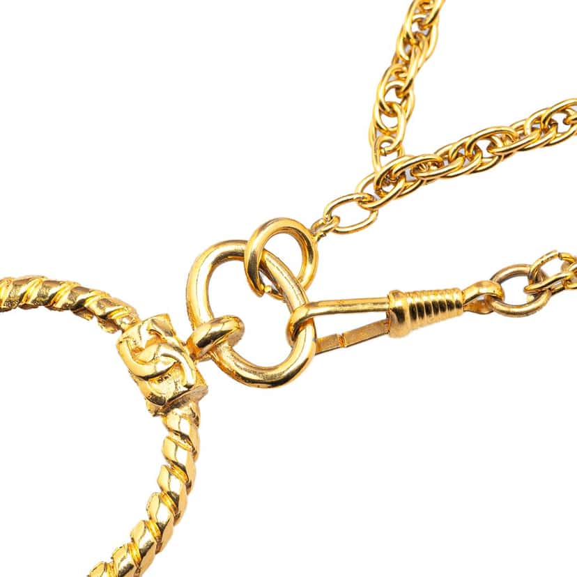 Chanel Gold Plated Double Chain Loupe Magnifying Glass Pendant Necklace Gold Metal Good condition - Inside View