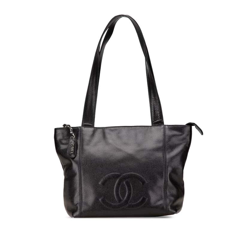 Chanel CC Caviar Tote Black Leather Good condition - Front View