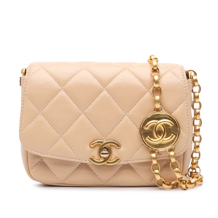 Chanel Small Quilted Lambskin CC Coin Flap Brown Leather Good condition - Front View