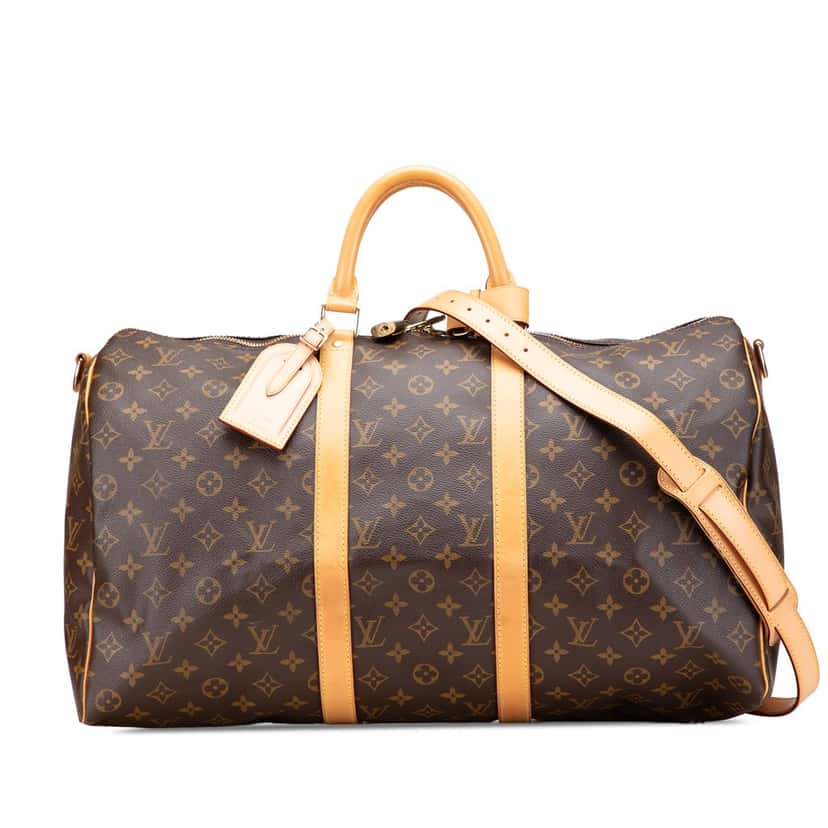 Louis Vuitton Monogram Keepall Bandouliere 50 Brown Canvas Good condition - Front View