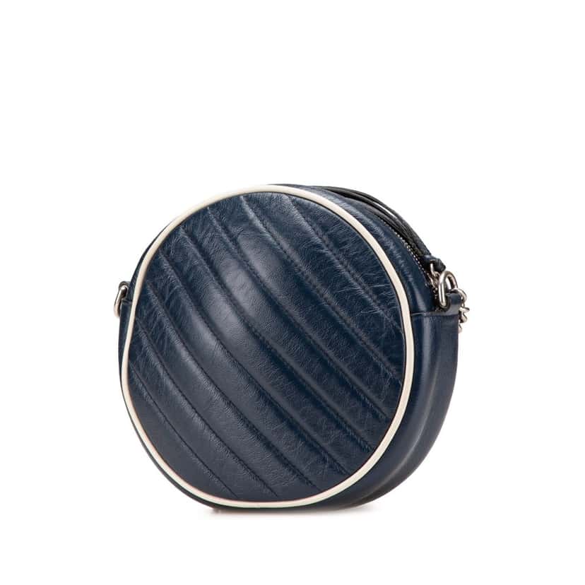Gucci Mini GG Marmont Matelasse Leather Torchon Round Crossbody Blue Leather Good condition - Back View