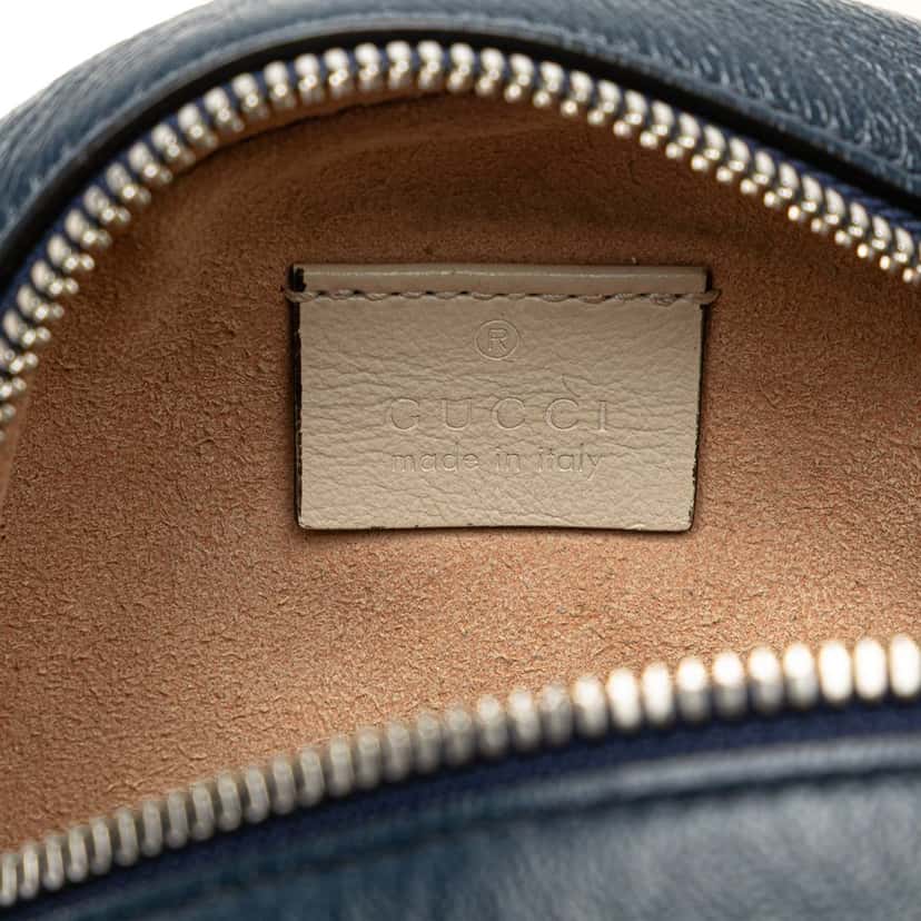 Gucci Mini GG Marmont Matelasse Leather Torchon Round Crossbody Blue Leather Good condition - Box View