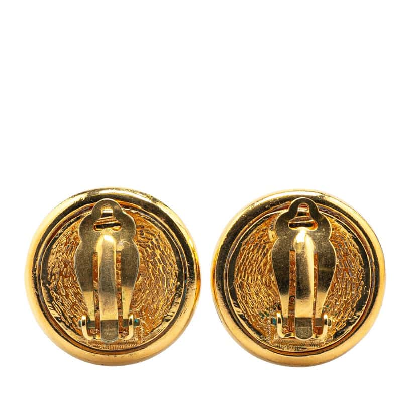 Chanel Gold Plated CC Clip On Earrings Gold Metal Good condition - Back View
