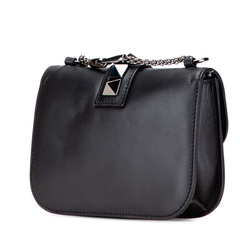 Valentino Small Leather Rockstud Glam Lock Crossbody Black Leather Good condition - Back View