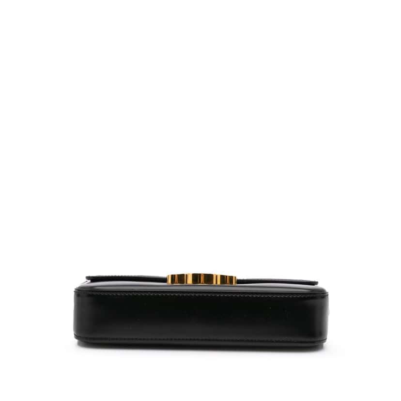 Celine Shiny Calfskin Claude Shoulder Bag Black Leather Good condition - Inside View