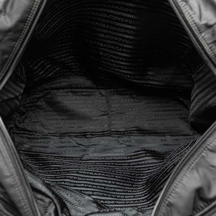 Prada Saffiano-Trimmed Tessuto Briefcase Black Leather Fair condition - Box View