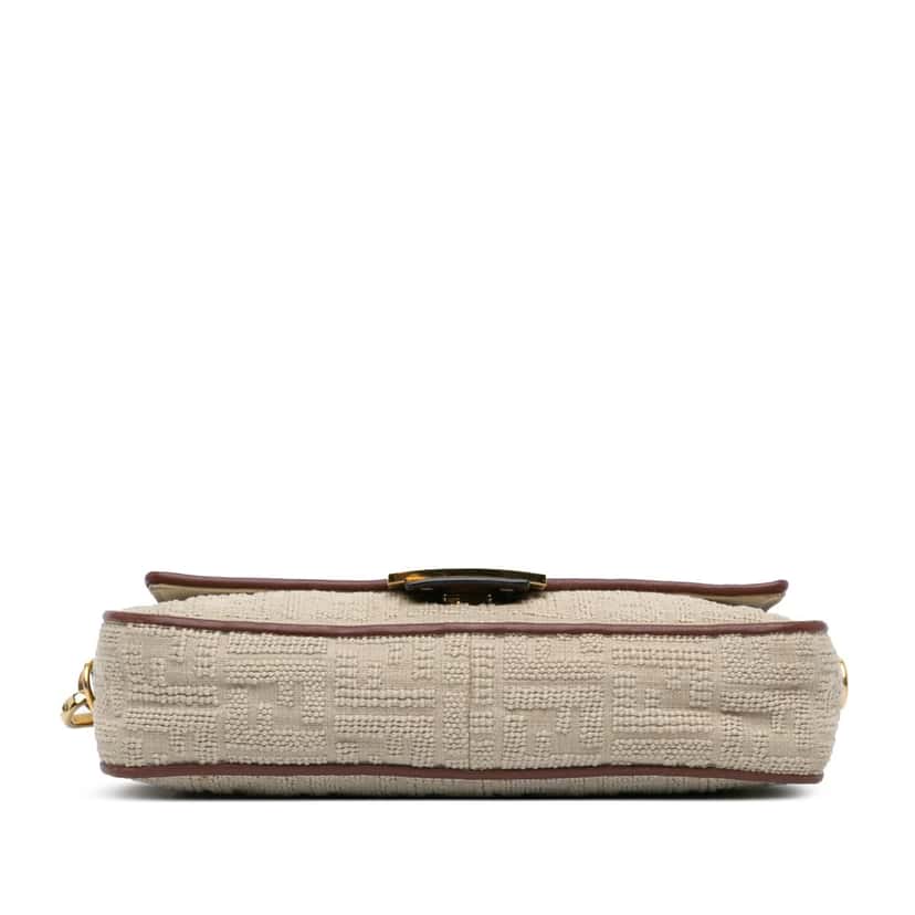 Fendi Zucca Embroidered Canvas Baguette Satchel Brown Canvas Good condition - Inside View