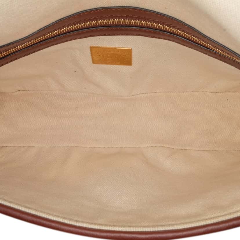 Fendi Zucca Embroidered Canvas Baguette Satchel Brown Canvas Good condition - Model View
