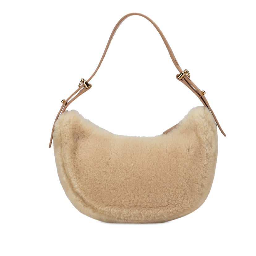 Prada Shearling and Leather Arqué Satchel Brown Good condition - Inside View