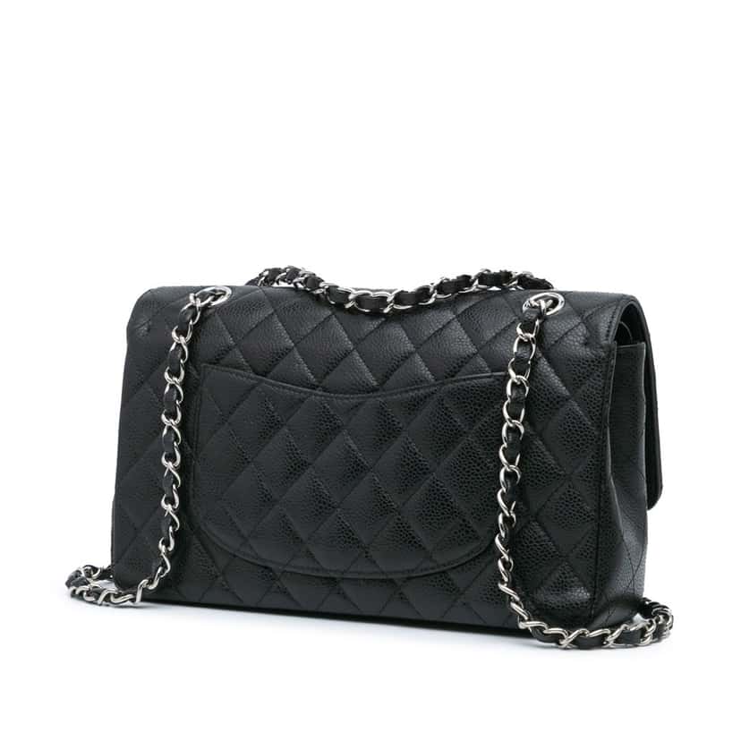 Chanel Medium Classic Caviar Double Flap Black Leather Good condition - Back View