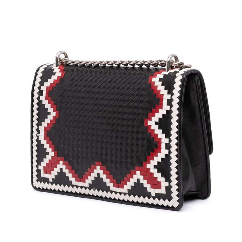Prada Goatskin Woven Madras Crossbody Black Leather Good condition - Back View