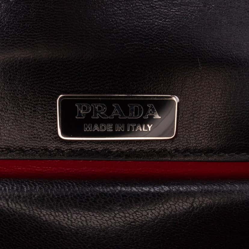 Prada Goatskin Woven Madras Crossbody Black Leather Good condition - Box View
