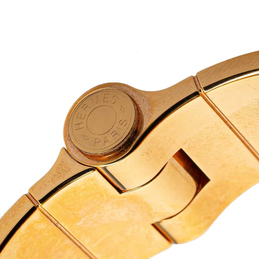 Hermès Wide Printed Enamel Coup de Fouet Au Bloc Hinged Bracelet PM White Good condition - Box View