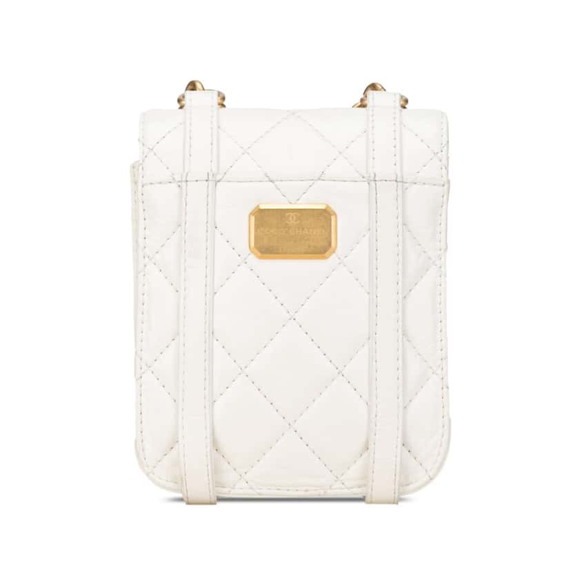 Chanel Mini Aged Calfskin City School Flap White Leather Very good condition - Inside View
