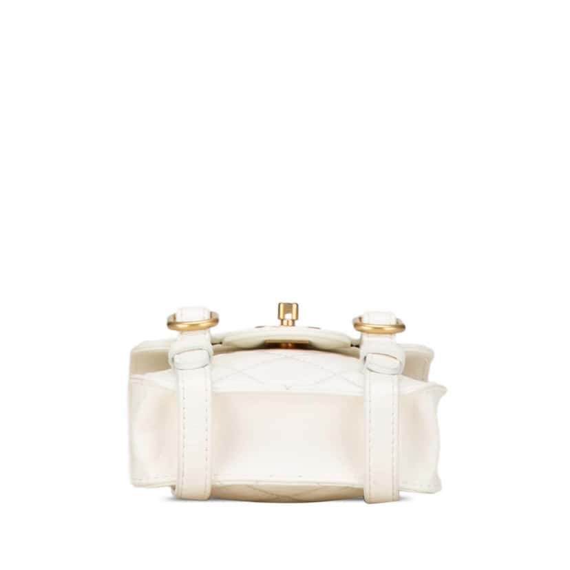 Chanel Mini Aged Calfskin City School Flap White Leather Very good condition - Model View