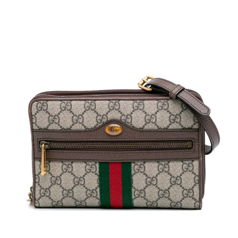 Gucci GG Supreme Ophidia Wallet On Chain Brown Canvas Good condition - Front View