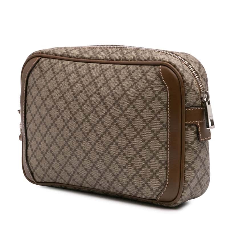 Gucci Diamante Coated Canvas Clutch Brown Canvas Fair condition - Back View