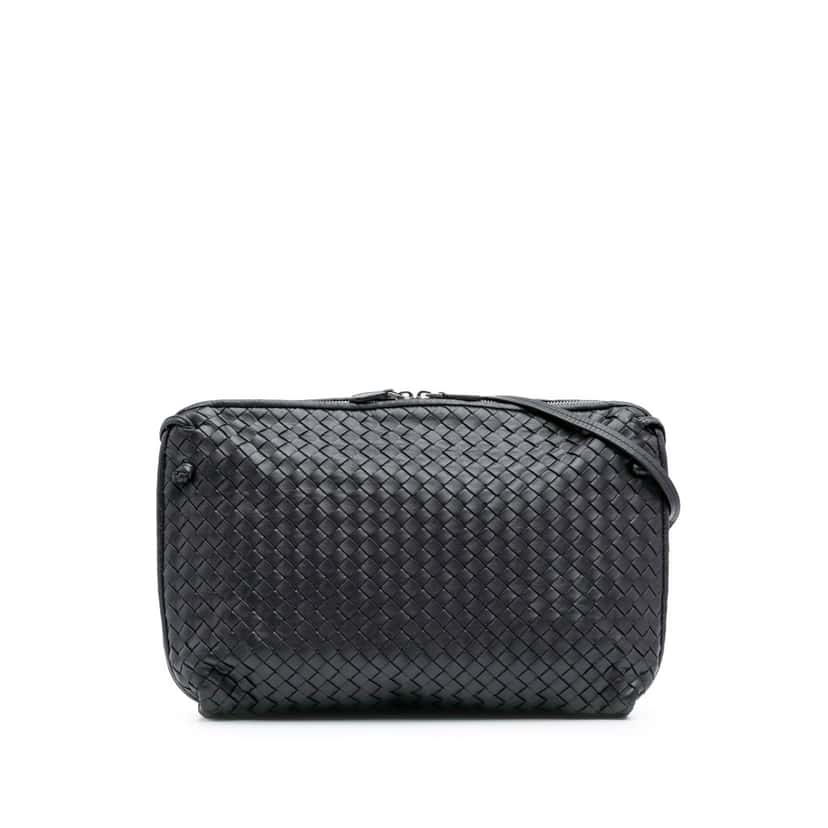 Bottega Veneta Large Nappa Intrecciato Nodini Crossbody Purple Leather Good condition - Front View