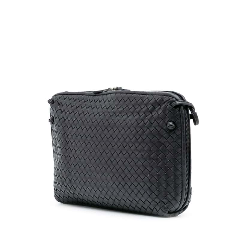 Bottega Veneta Large Nappa Intrecciato Nodini Crossbody Purple Leather Good condition - Back View