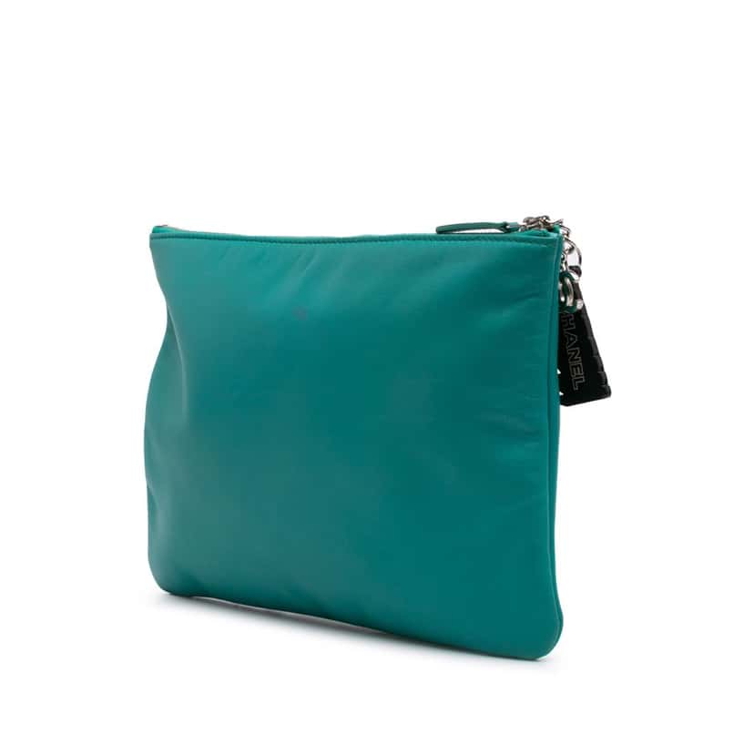 Chanel Medium Printed Lambskin Cuba La Habana O Case Clutch Blue Leather Good condition - Back View