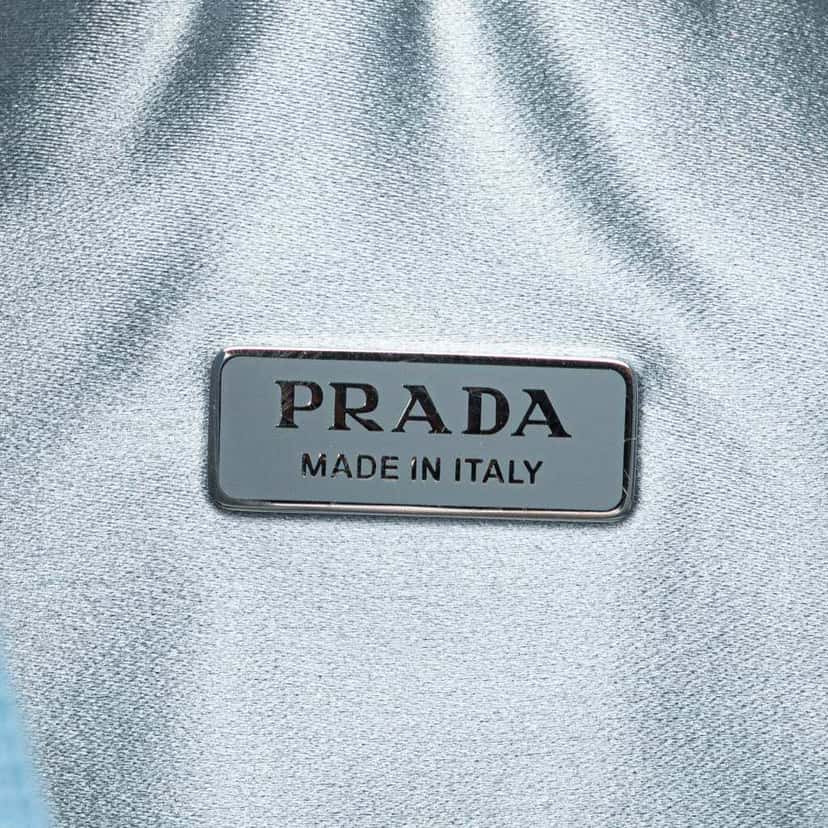 Prada Mini Satin Crystal Re-Edition 2000 Shoulder Bag Blue Satin Good condition - Box View