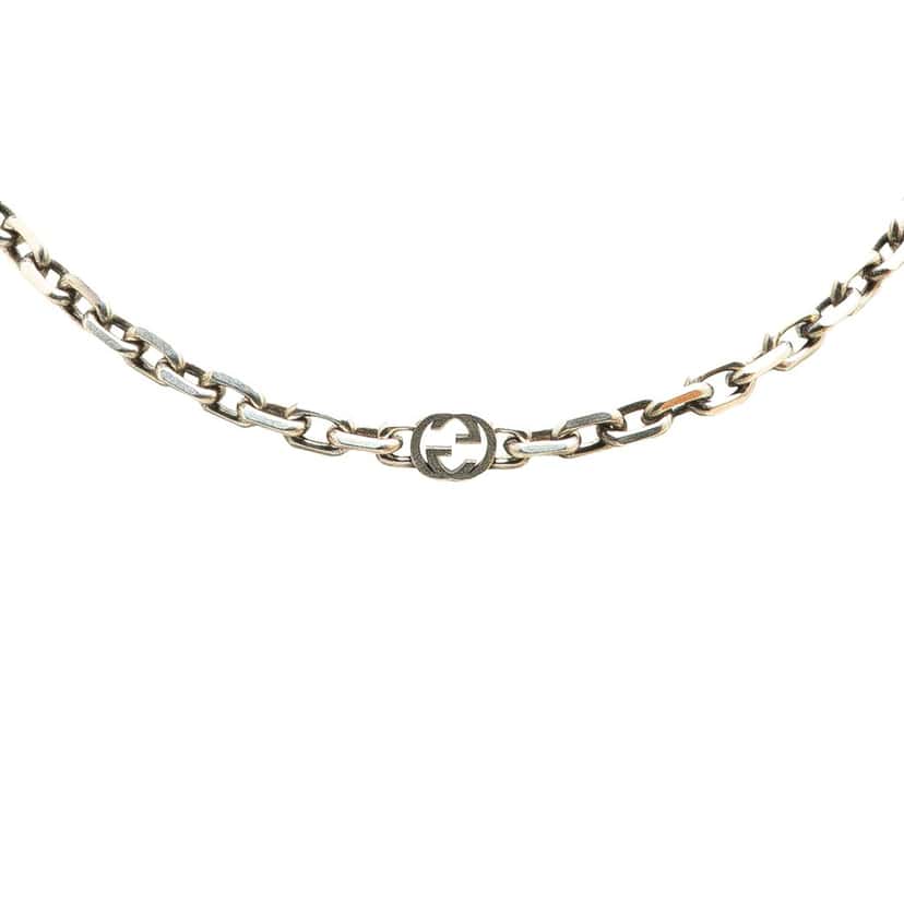 Gucci Sterling Silver Interlocking G Chain Necklace Silver Silver Good condition - Front View