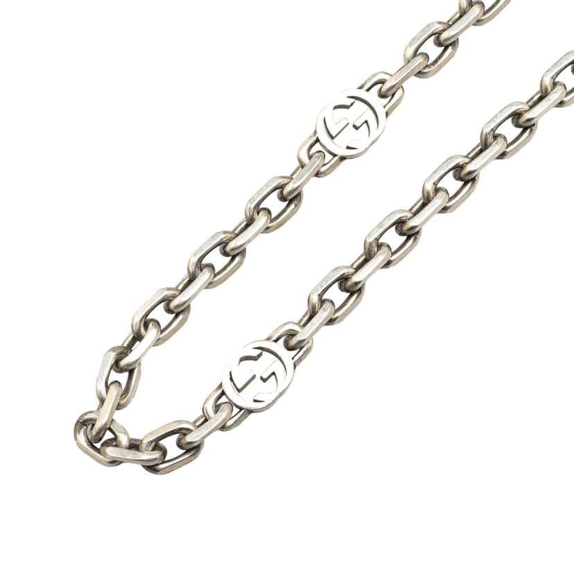 Gucci Sterling Silver Interlocking G Chain Necklace Silver Silver Good condition - Back View