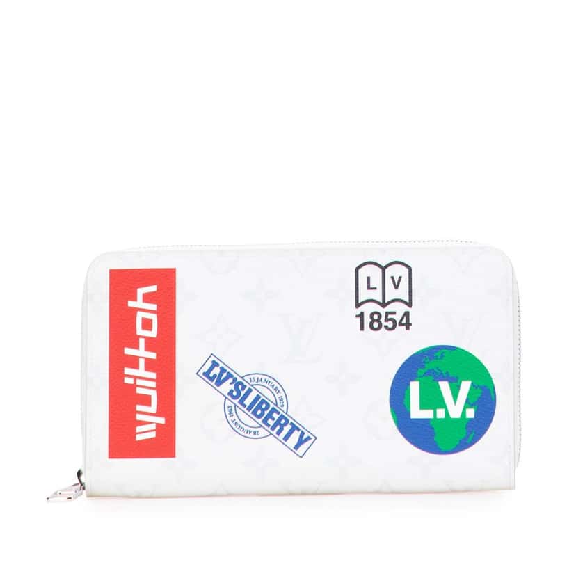 Louis Vuitton Monogram Logo Story Zippy Long Wallet White Canvas Good condition - Front View