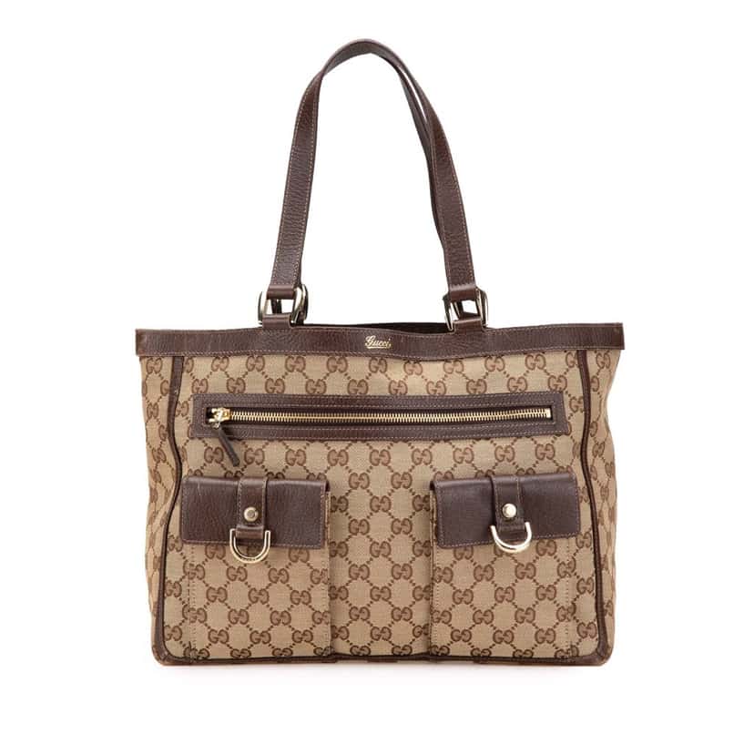 Gucci GG Canvas Abbey D Ring Pocket Tote Brown Canvas Fair condition - Front View