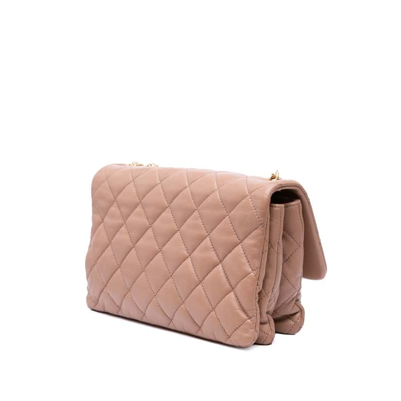 Chanel Medium Quilted Lambskin Pillow Crush Flap Brown Leather Good condition - Back View